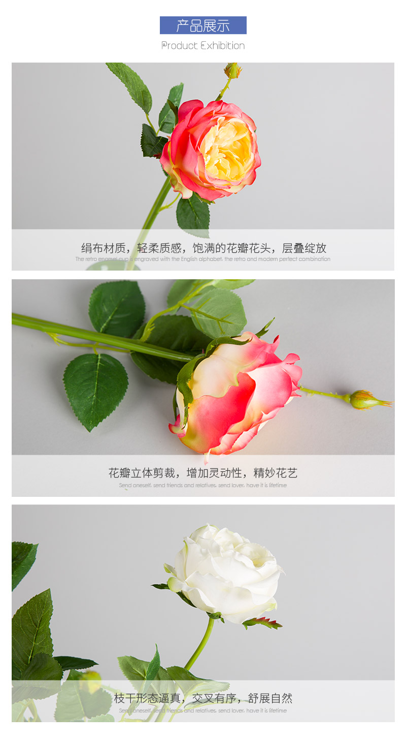 Bud, rose, large size, silk cloth, home interior simulation flower hall, table, home office, model room, decorative flower arrangement, emulation flower.4