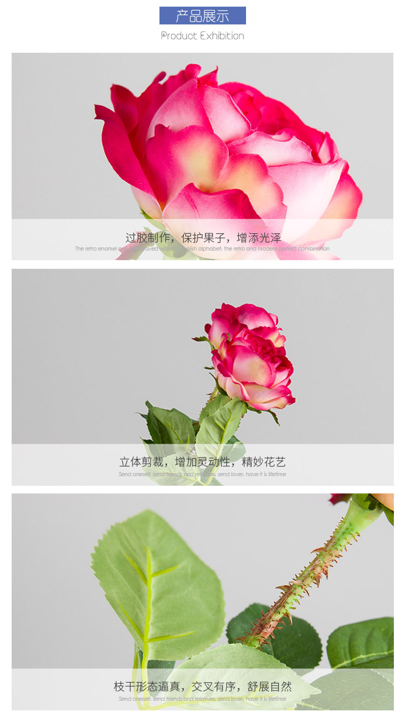 Bud, rose, trumpet, silk cloth, home interior simulation flower hall, table, home office, model room, decoration, flower arranging, emulation flower.4