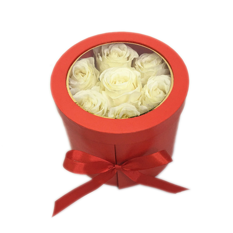 Round double double spin box PVC open window and flower packing round snack gift box wedding gift box4