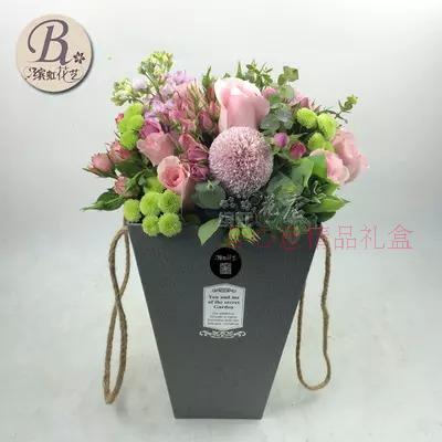 The flower box rope portable popcorn bucket box gift box bucket hand hug flowers5