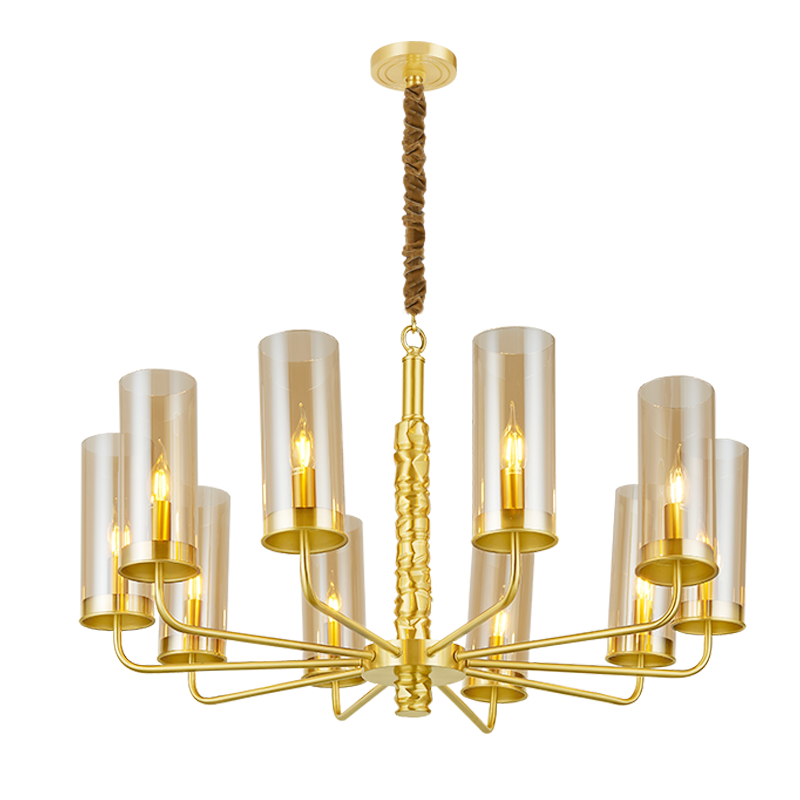 European copper + glass six head eight head ten chandeliers villa model room creative Chandelier3