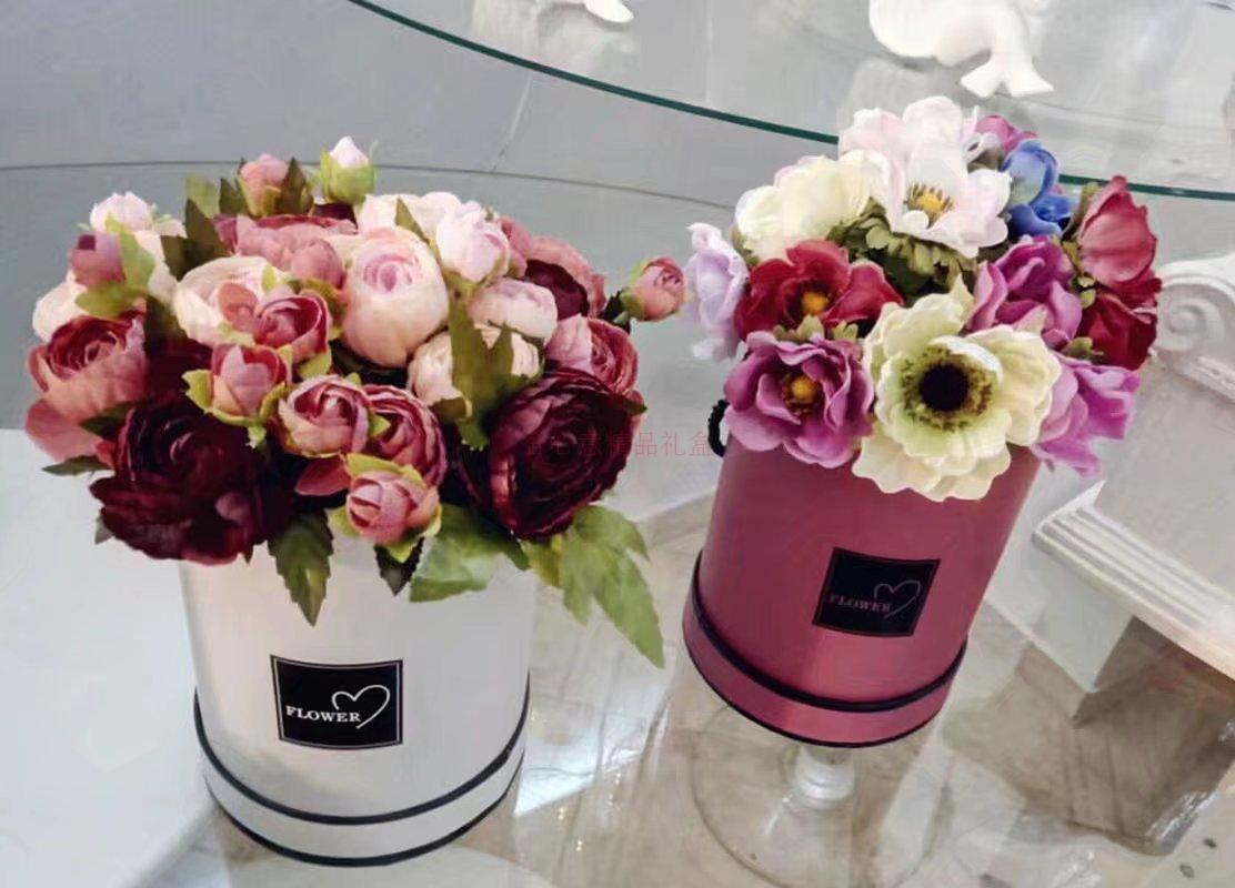 Concise fashion hold flowers bucket box drum cylindrical portable tub box packing box gift box2