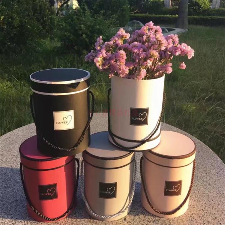 Concise fashion hold flowers bucket box drum cylindrical portable tub box packing box gift box1