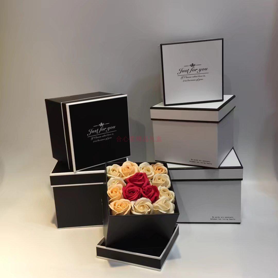 High grade simple square gift box, three piece flower, immortal flower fragrance soap flower gift box2