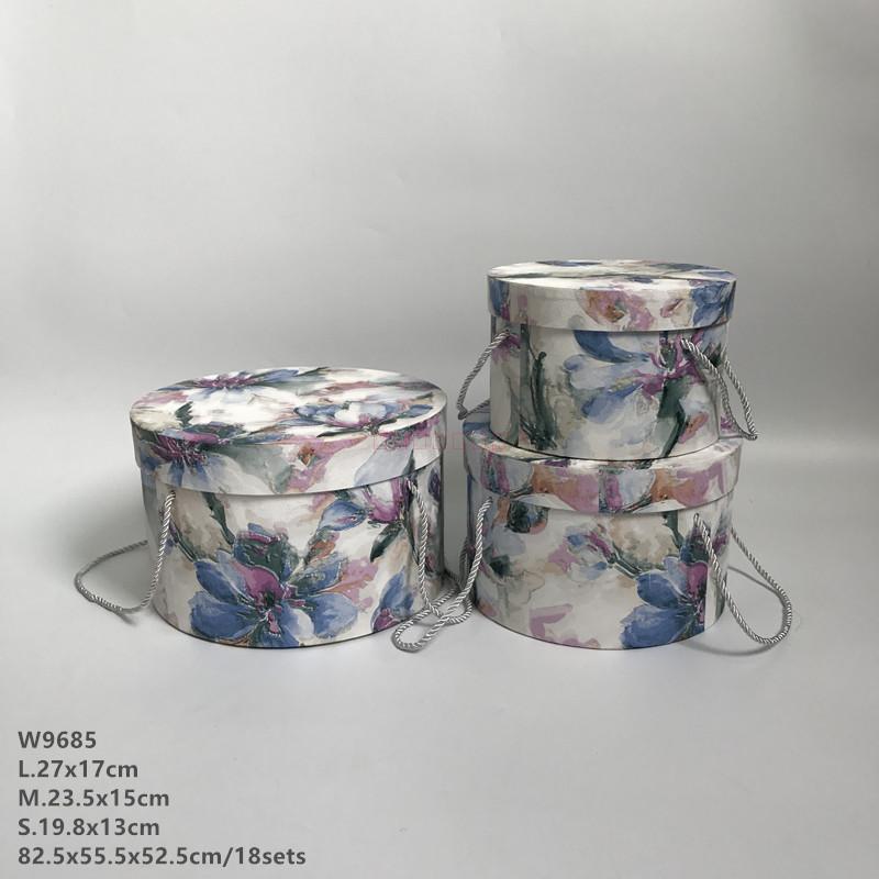 Painting texture printing box three sets of large flower bucket cylinder barrel flower box hold portable gift3