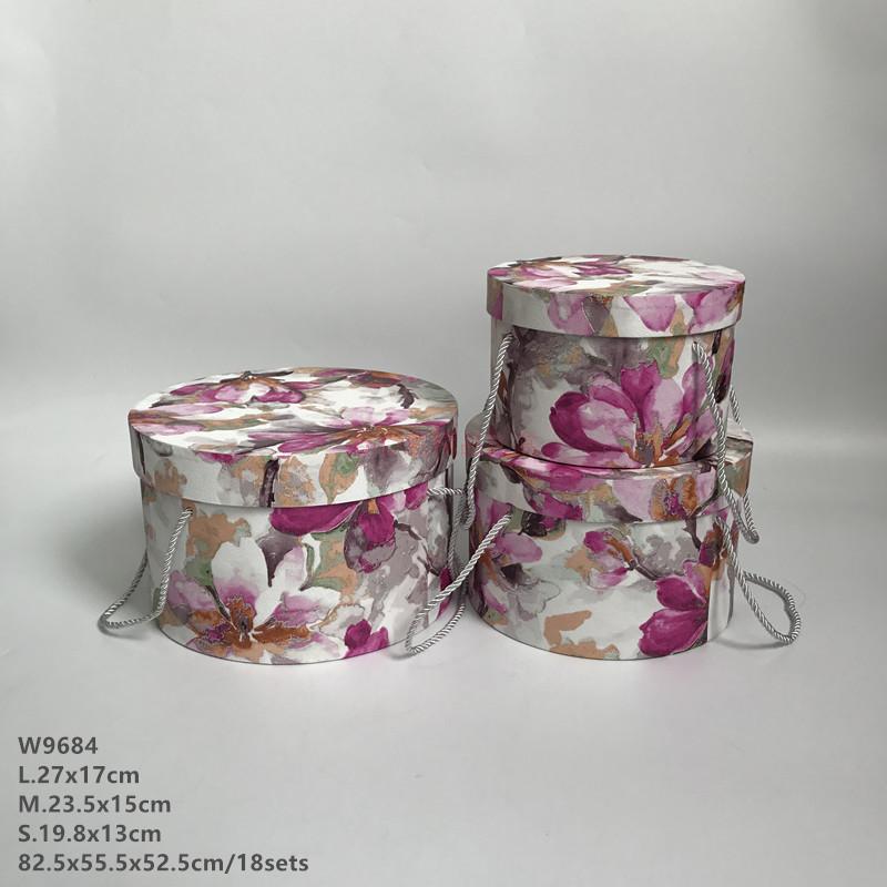 Painting texture printing box three sets of large flower bucket cylinder barrel flower box hold portable gift2