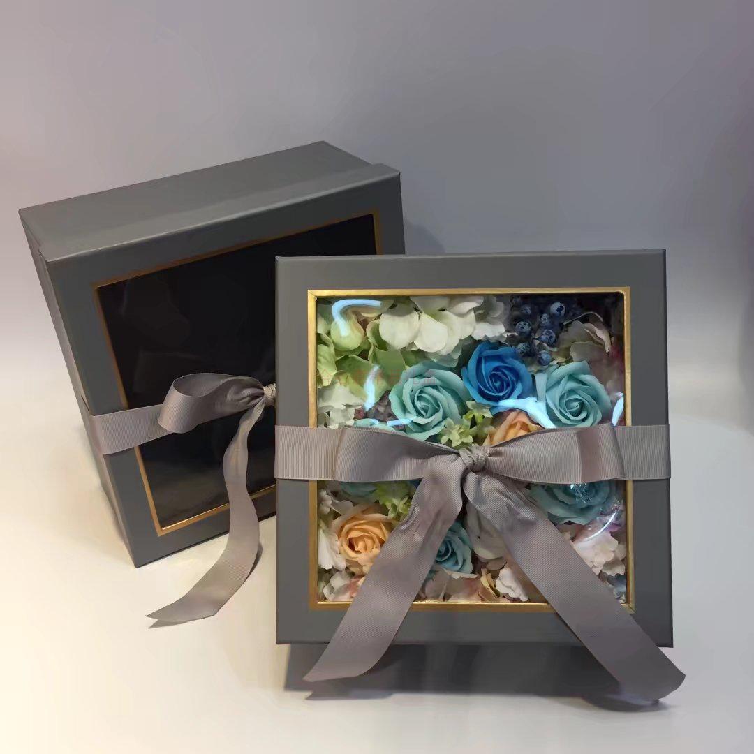 Transparent windowing, bow tie, square gift box, two piece gift box, flower gift box, gift box.1