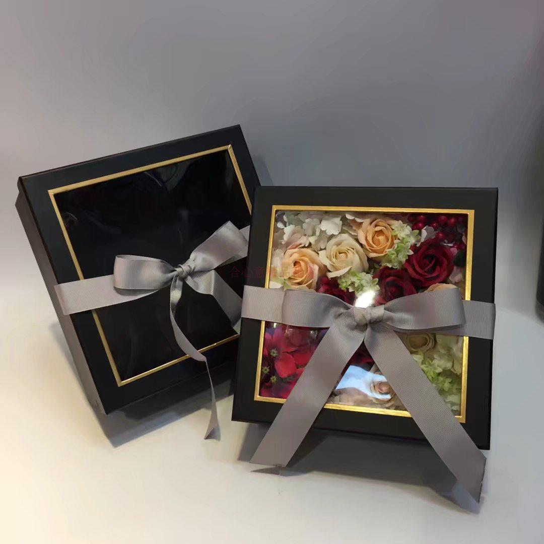 Transparent windowing, bow tie, square gift box, two piece gift box, flower gift box, gift box.4