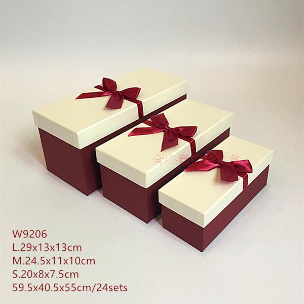 Factory direct supply high-end gift box rectangular three piece flower box, bow tie gift box1
