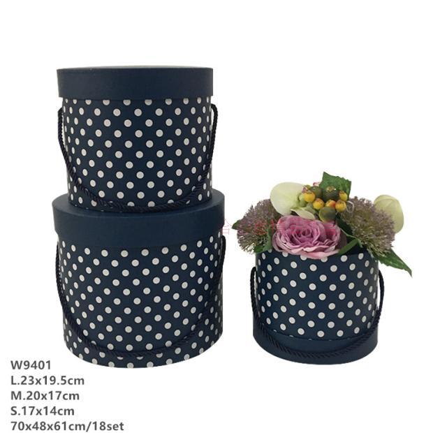 Wave flowers gift box box round box three sets of portable drum barrel hug box2