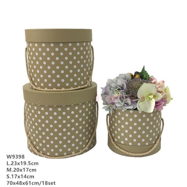 Wave flowers gift box box round box three sets of portable drum barrel hug box5