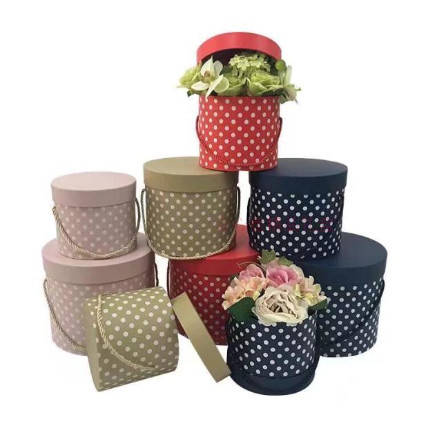 Wave flowers gift box box round box three sets of portable drum barrel hug box1