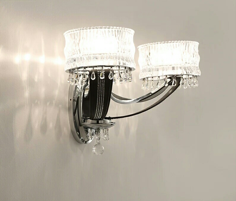 B-411 silver Czech Crystal + artificial leather + iron wall lamp creative personality wall lamp2
