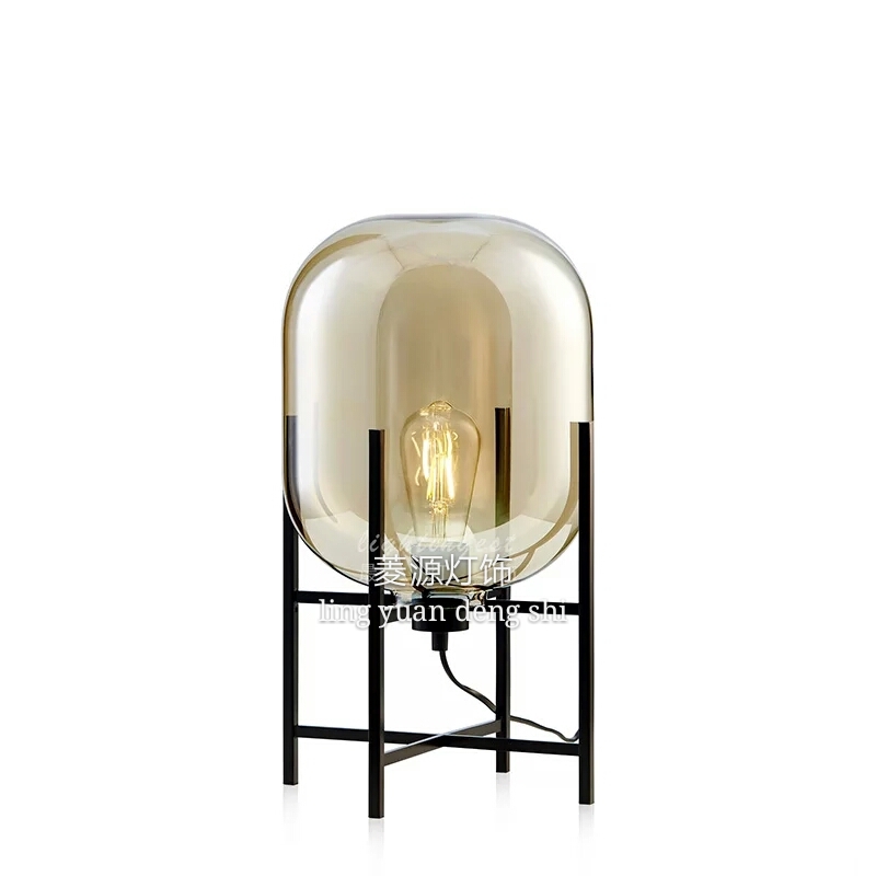 Iron and glass table lamp TD-2000 amber lamp1