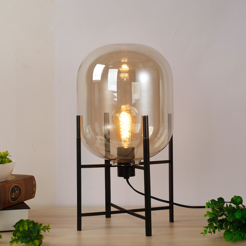 Iron and glass table lamp TD-2000 amber lamp4