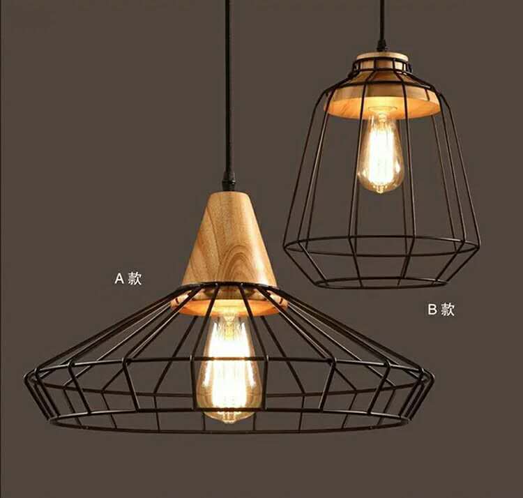 W-6016 A iron + small wooden Chandelier4