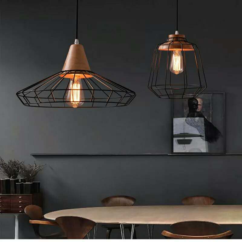 W-6016 B iron + small wooden Chandelier3