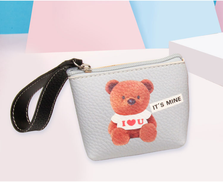 Bear T-shirt webbing pull trapezoid Purse Clutch Pu cartoon Wallet Coin Bag gift set manufacturers6