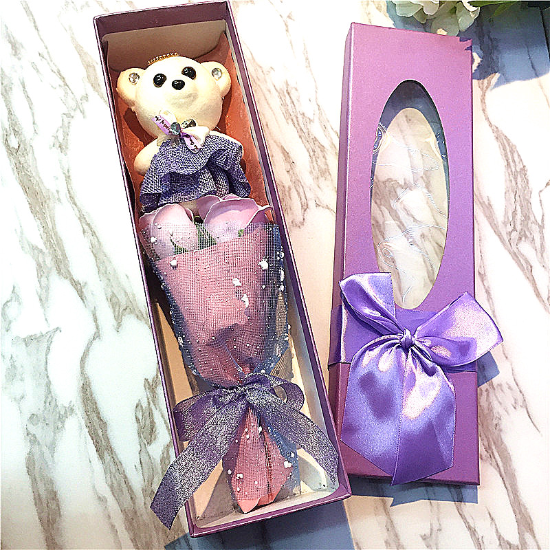 Christmas gift, girl gift, long box, Princess bear, rose, emulation flower.1
