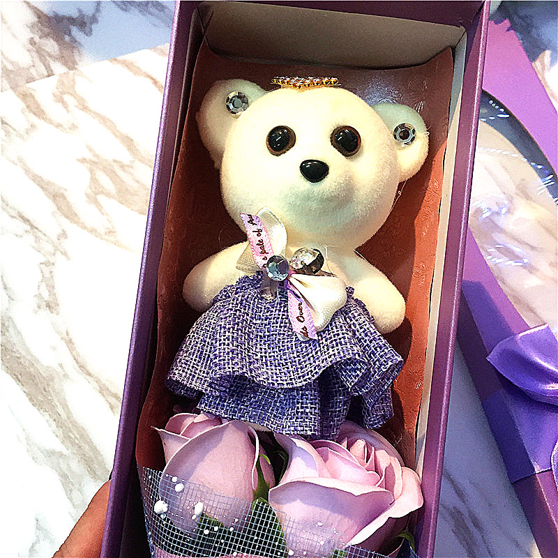 Christmas gift, girl gift, long box, Princess bear, rose, emulation flower.2