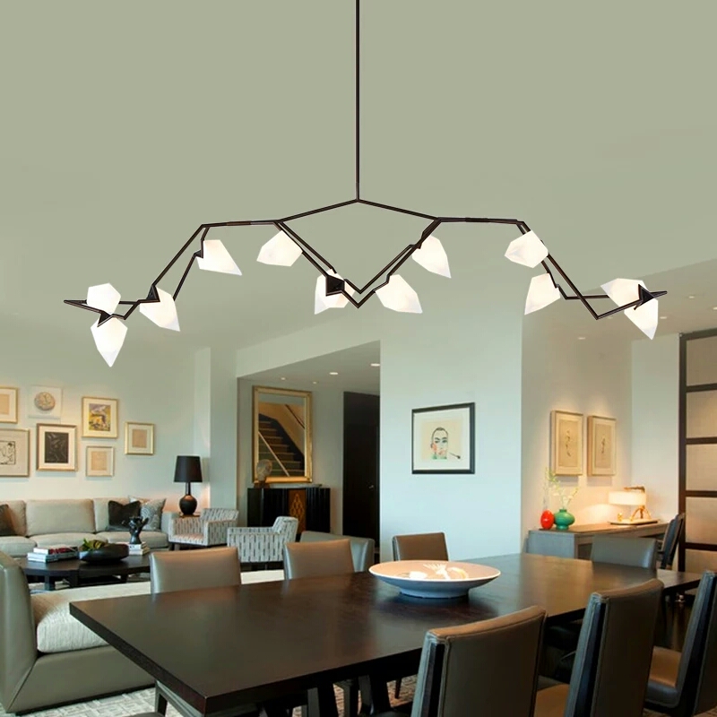 Post modernist chandelier W-1038 Black 12 villas living room hotel apartment4