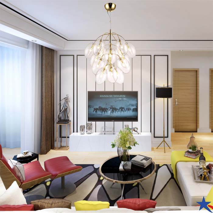 Postmodernism chandelier W-1285-15 golden villa living room hotel apartment Chandelier3