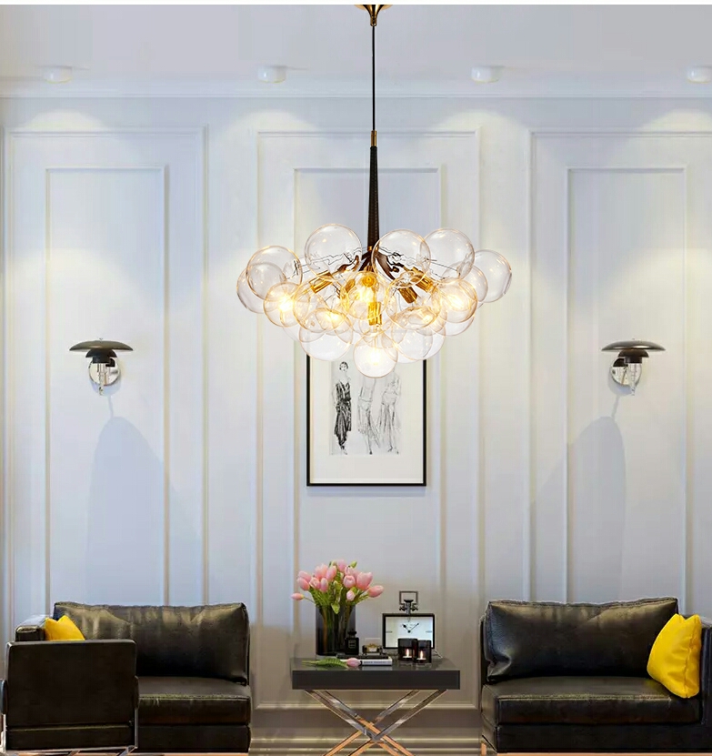 Post modernist chandelier W-1232-6-20 black + gold villa living room hotel apartment Chandelier2