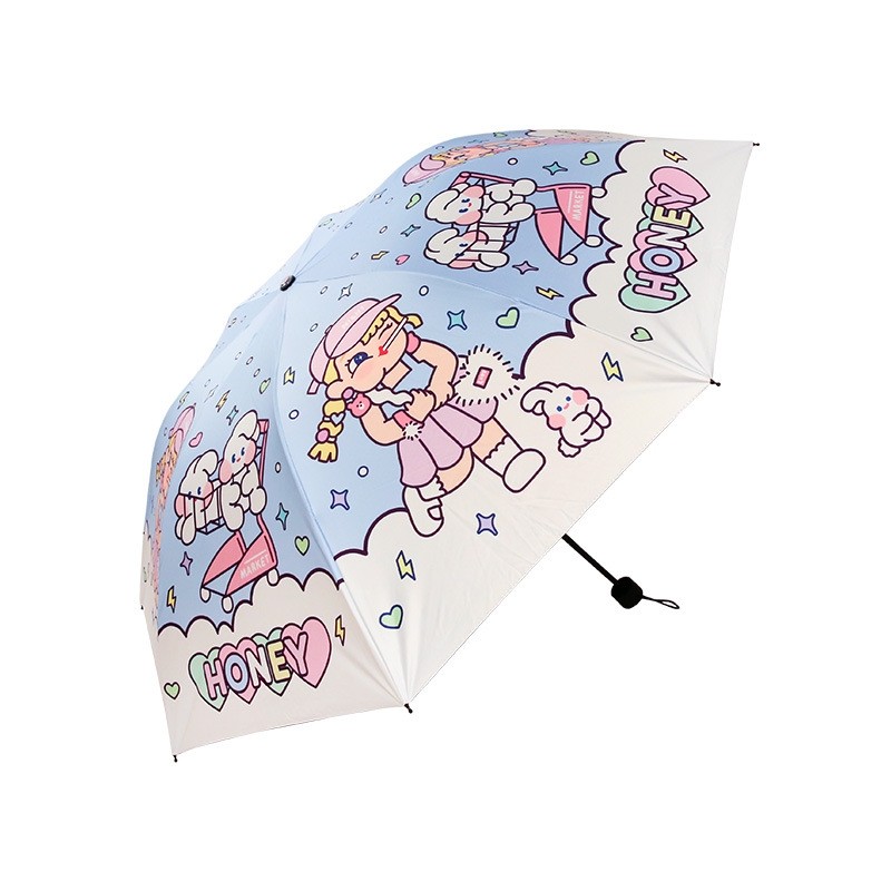 独角兽对折遮阳伞太阳伞黑胶伞