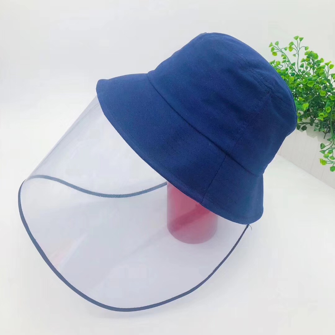 防晒，防尘，防飞沫渔夫帽，帽子纯棉材质，前面透明PVC可以折叠，不会皱，可以清洗消毒